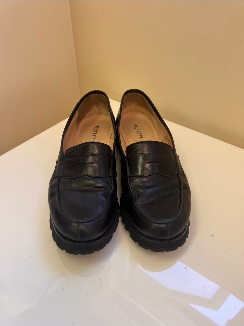 Black Leather Penny Loafers for Women- Classic Slip-On